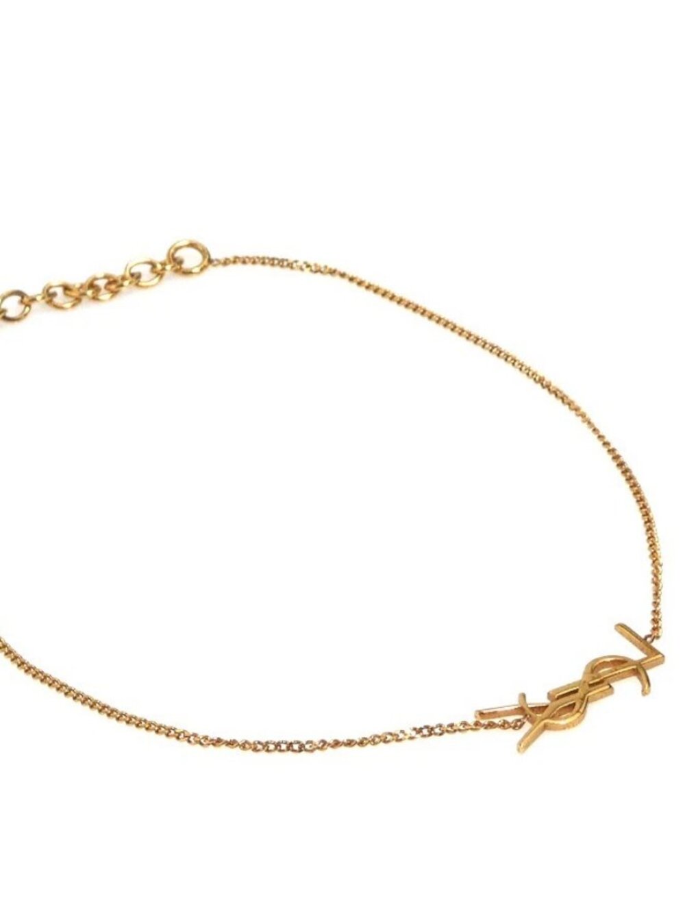 SAINT LAURENT YSL Logo Bracelet Bronze Gold Metal